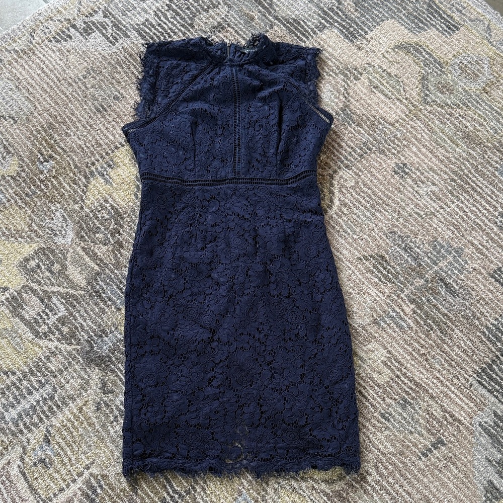 Bardot Navy Lace  Dress Beautiful! Medium